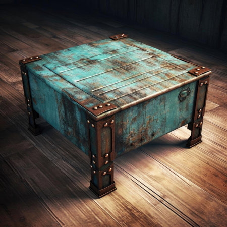Old wooden chest on the floor - vintage styleの素材