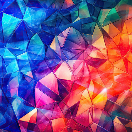 A vibrant and colorful pattern created by the refraction of light through a crystal prismの素材