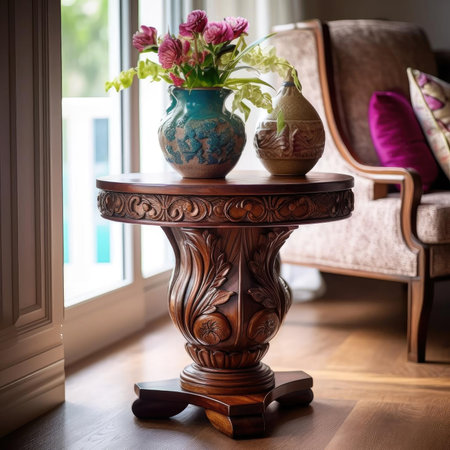 Vase with flowers on the table in the living room, interior designの素材