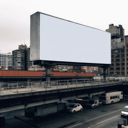 Blank billboard over transportation hubの素材