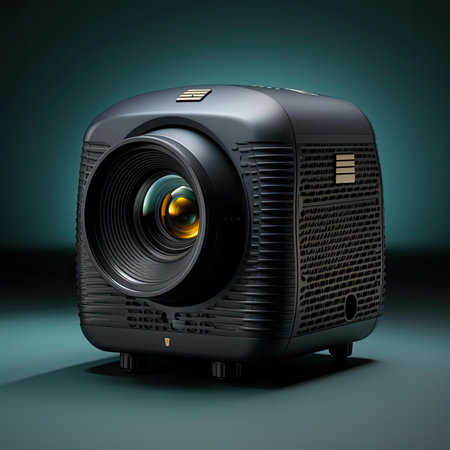 Sleek black projector for home movie marathonsの素材