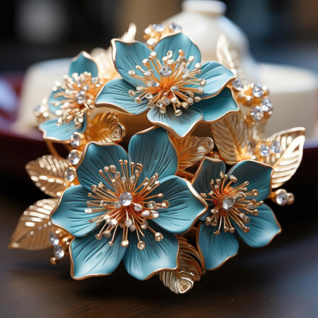 Ancient Egyptian-inspired Arabesque pattern in gold and turquoiseの素材