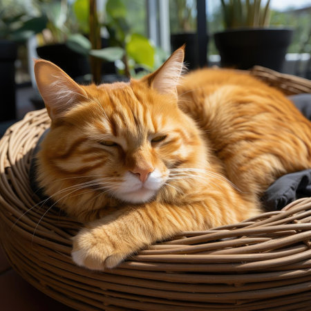 Cozy round cat bed made of faux furの素材
