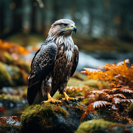Bird of prey enjoying freshly caught fishの素材