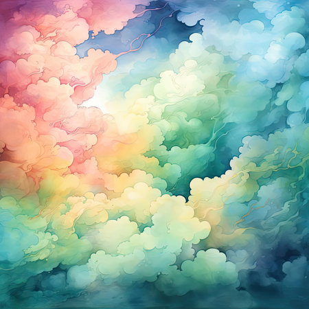 Vibrant and detailed art paintings of dreamlike cloudsの素材