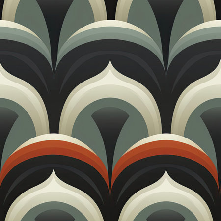 Swishy geometric shape in black and red tones (tiled)の素材