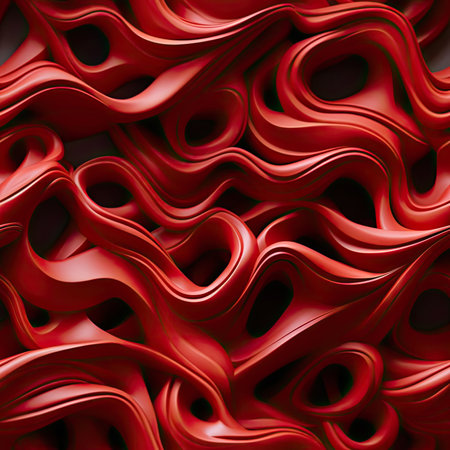 Red 3D texture with twisted curves in organic style (tiled)の素材