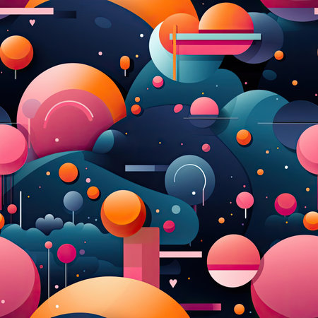 Abstract landscape with circles and vibrant colors (tiled)の素材