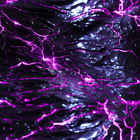 Vibrant purple lightning flash in black water (tiled)の素材