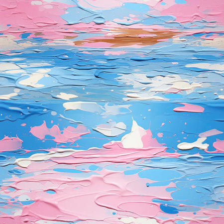 White painting with a colorful sky and impasto texture (tiled)の素材