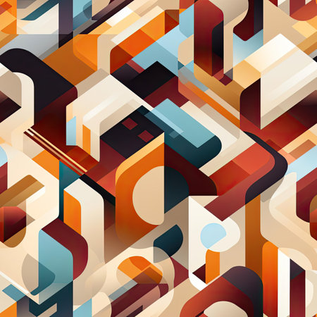 Detailed abstract wallpaper with geometric shapes and isometric design (tiled)の素材
