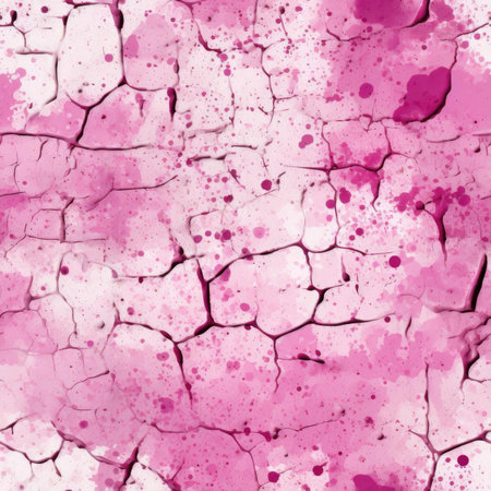 Cracked white cement with pink splashes and digitally enhanced details (tiled)の素材