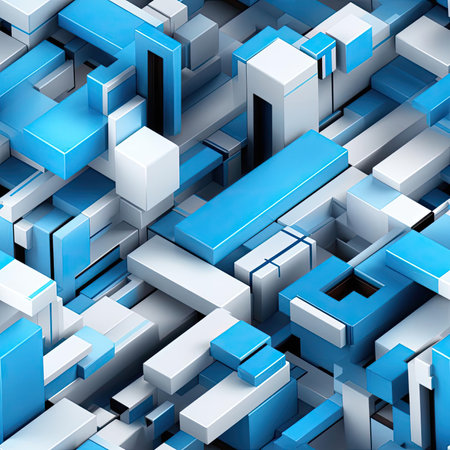 Abstract blue and white cubes on a futuristic background (tiled)の素材