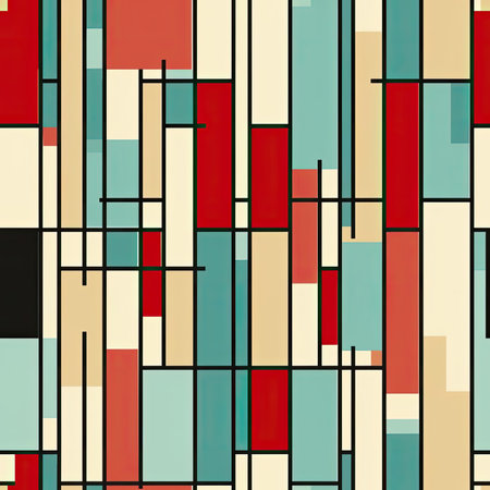 Retro wallpaper with bars in turquoise and red (tiled)の素材