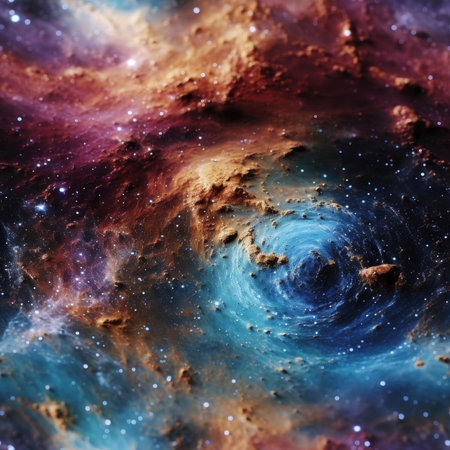 Image of swirling nebula in space with vibrant colors (tiled)の素材