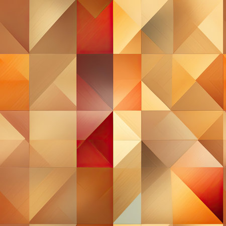 Geometric background with red, orange, and yellow pattern in muted earth tones (tiled)の素材