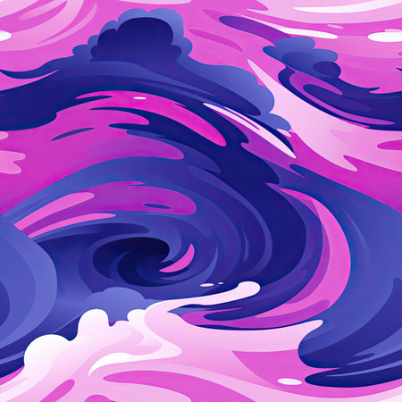 Exquisite digital illustration of pink and blue wave (tiled)の素材