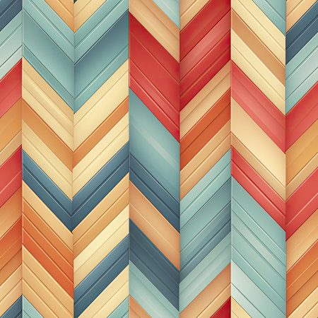 Colorful herringbone pattern with folded planes and detailed background elements (tiled)の素材
