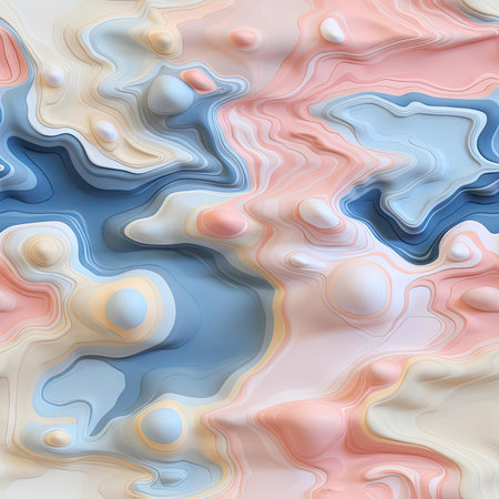 3D rendering of a liquid background in pink, blue, and white (tiled)の素材