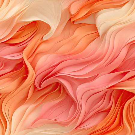 Vibrant orange and peach swirled background with multidimensional shading (tiled)の素材
