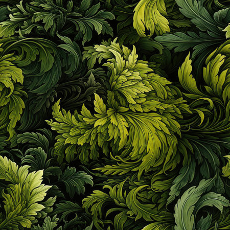 Artistic green floral design with realistic hyper-detailing and an ominous vibe (tiled)の素材