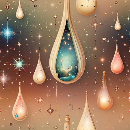 Abstract space and star background with drops of water (tiled)の素材