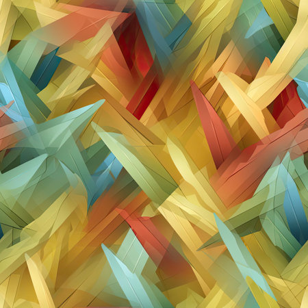 Geometric texture with colorful feathers in translucent planes (tiled)の素材