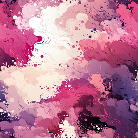 Colorful cloud abstract pattern with purple and pink swirls (tiled)の素材