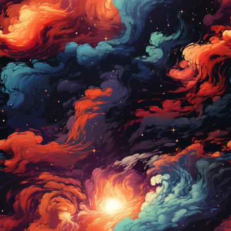 Abstract wallpaper with vibrant clouds and stars (tiled)の素材