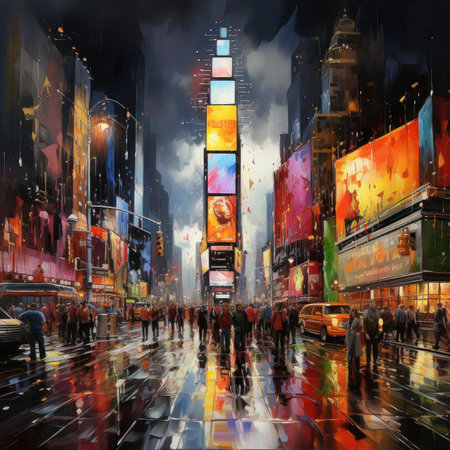 Bright Times Square with mesmerizing colorsの素材