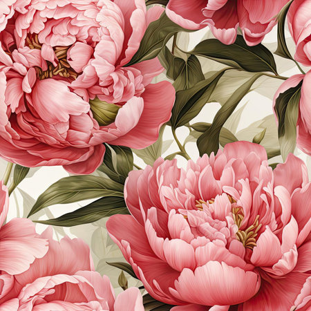 Detailed and realistic peony floral patterns (tiled)の素材