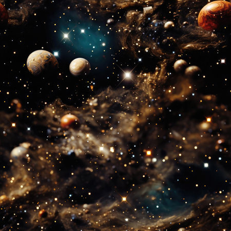 Stunning cosmic space wallpapers with planets and stars (tiled)の素材