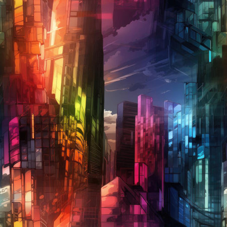 Vibrant abstract cityscape with translucent planes and trapped emotions (tiled)の素材