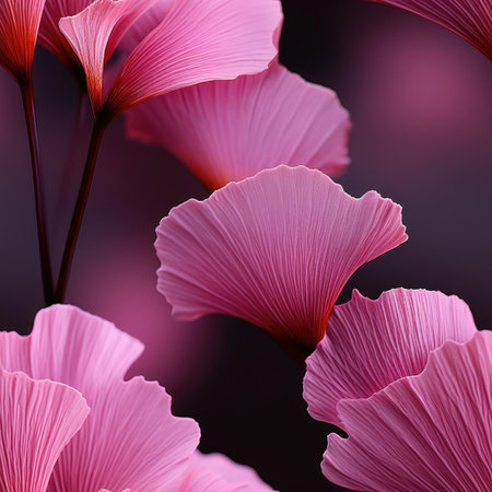 Exquisite pink flowers on a dark background, realistic and hyper-detailed (tiled)の素材