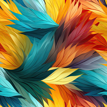 Colorful feather textures for wallpapers, in a generative art style (tiled)の素材