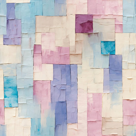 Patterned tiles with small squares in pink, blue, and purple (tiled)の素材