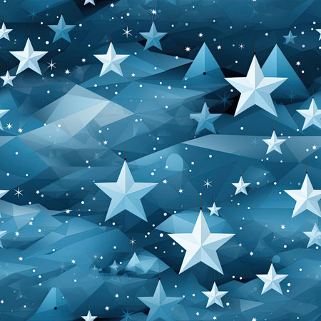 Cubist depiction of blue starry sky with attention to texture (tiled)の素材