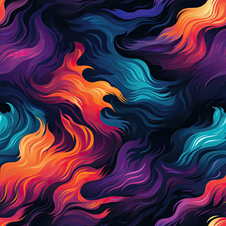 Abstract flames in moody colors with vibrant patterns (tiled)の素材