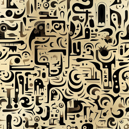 Abstract black and gold wallpaper with intricate designs (tiled)の素材