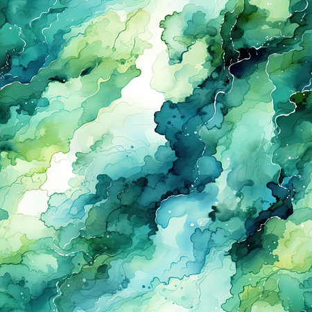Dreamlike watercolor painting with dense compositions and flowing forms (tiled)の素材