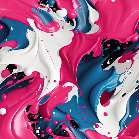 Pink, blue, and white abstract pattern with flowing forms (tiled)の素材