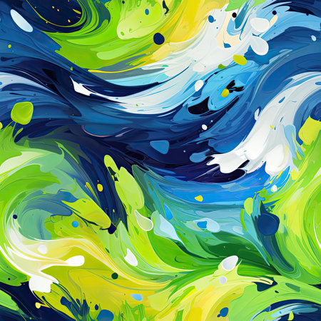 Illustration of a splash of blue and green paint with vibrant colors (tiled)の素材