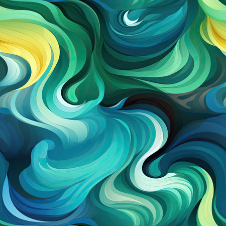 Mesmerizing abstract blue and yellow background with flowing waves (tiled)の素材