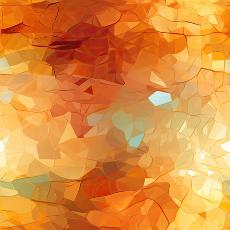 Polygon mosaic art with yellow, orange, and blue shapes (tiled)の素材