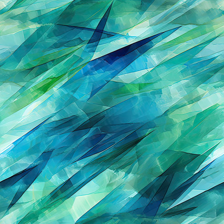 Colorful turquoise shapes in a precisionist style (tiled)の素材