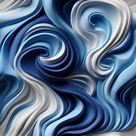 Swirling blue and white pattern made of fabric (tiled)の素材