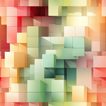 Abstract pattern of colorful cubes and rectangles (tiled)の素材