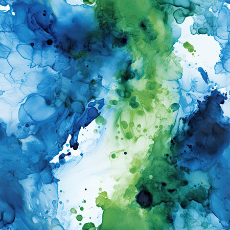 Mesmerizing blue and green watercolor pattern with contrasting backgrounds (tiled)の素材