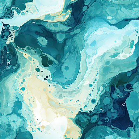 Abstract painting of blue and yellow swirls with stormy seascapes (tiled)の素材