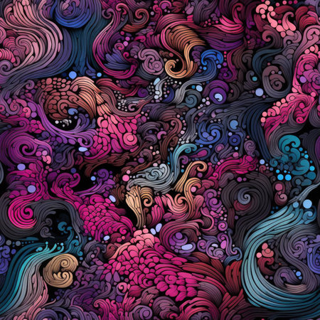 Vibrant abstract pattern with swirling colors and intricate details (tiled)の素材